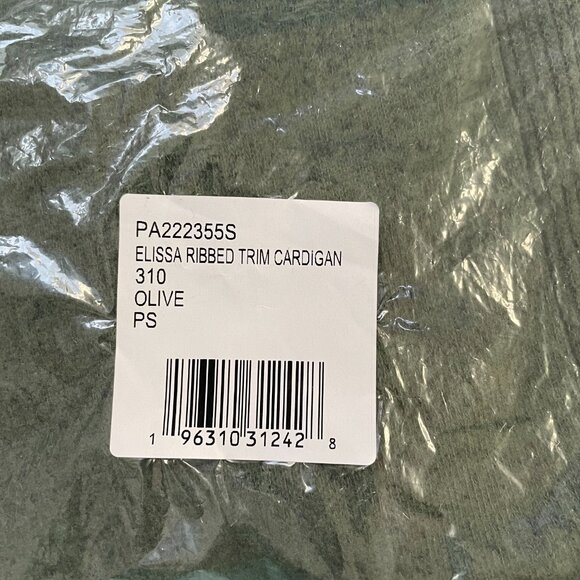 NWT Bobeau Elissa Ribbed Trim Open Front Lightweight Cardigan Petite Small Green - Picture 10 of 12